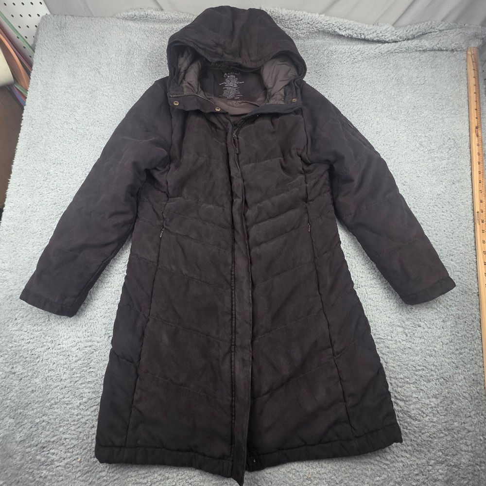 L.L.Bean Parka Jacket Women M Regular Black Hooded Insulated Quilted Long Puffer